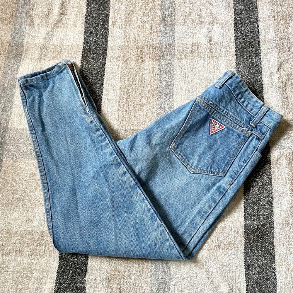 Vintage 1990s Georges Marciano for Guess High Rise Zipper Ankle Mom Jeans